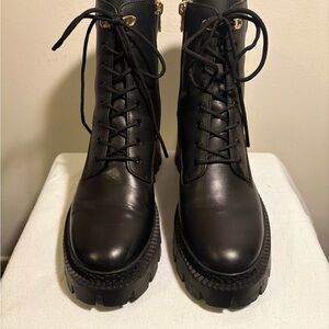 Coach Black Leather Ainsley Lace-Up Boots